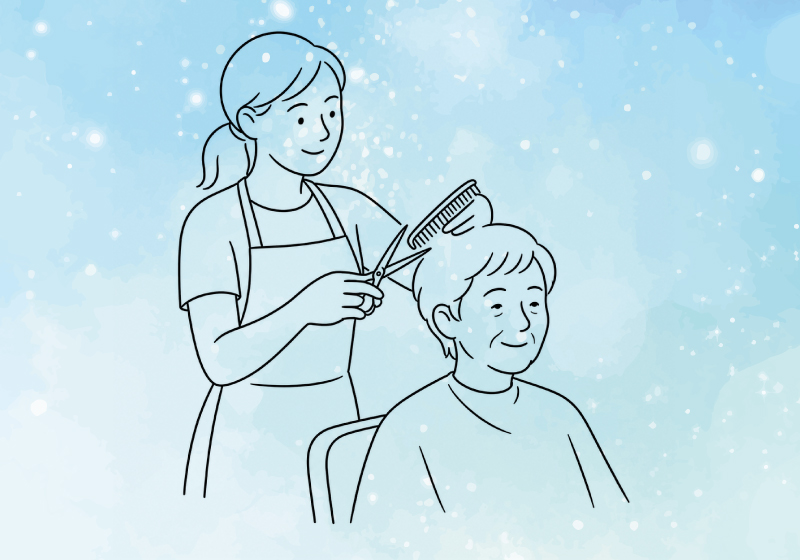 美容師がヘアカットをする様子